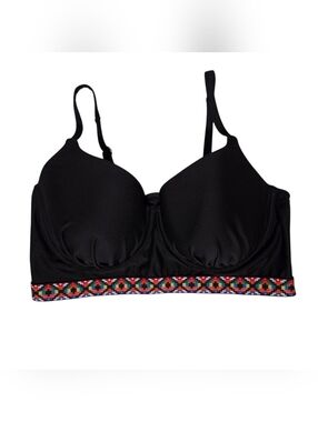 Cacique Bryant Swim Bikini Underwire Adjustable Black Longline Balconette sz 40G